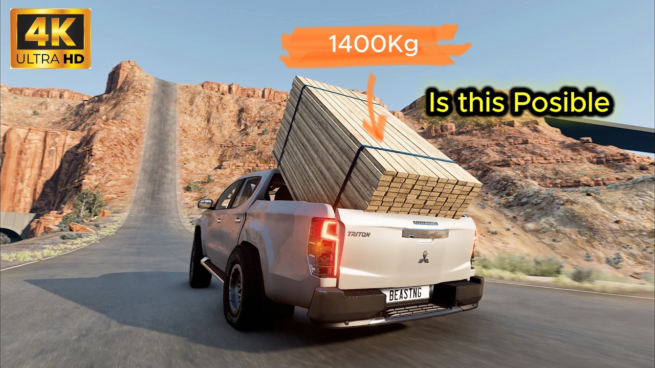 Picku Truck CLimbing Test with 1400Kg wood Stakc🚛💥