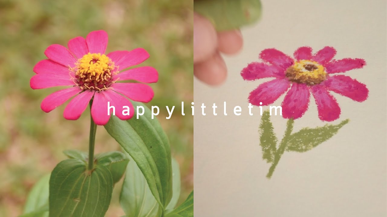 oil pastel drawing flower | 02 วาดดอกไม้ด้วยสีชอล์คน้ำมัน