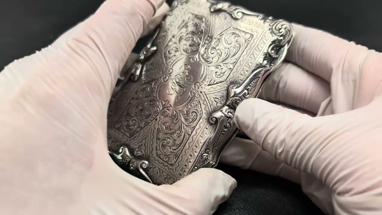 1903年 英国アンティーク 純銀製 両開き型 カードケース E J Houlston