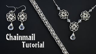 Celtic Helm Weave Chainmail Tutorial  Bracelet / Necklace with Flower Earrings Variant