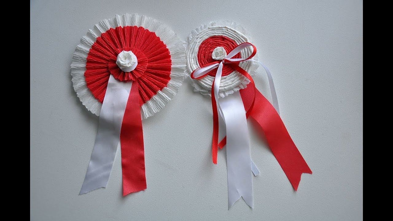 Jak Zrobić Kotylion Biało czerwony Z Bibuły Kotylion część 2 # Kokarda narodowa z bibuły - krok po kroku - YouTube