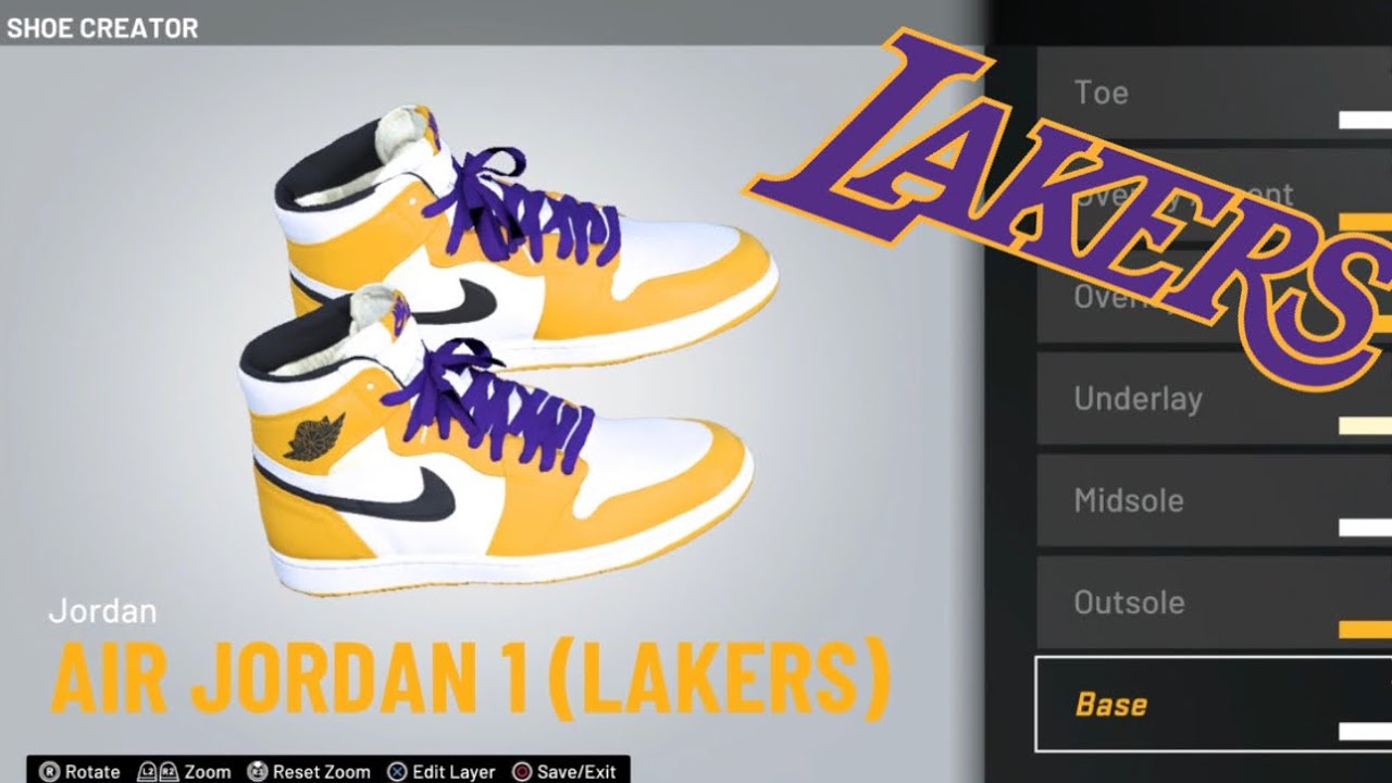 NBA 2K21 - Shoe Creator Air Jordan 1 (Lakers) - YouTube
