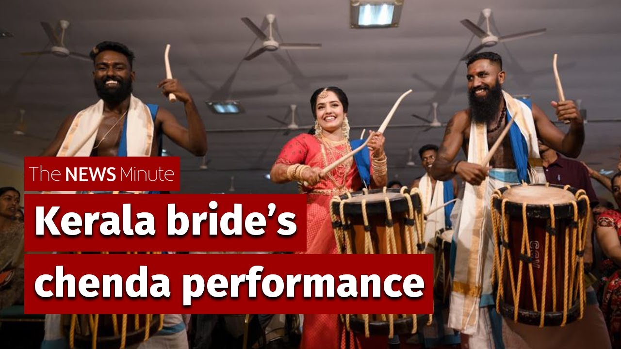 Kerala bride stuns with chenda performance during wedding