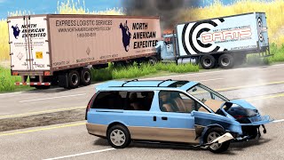 Highway Pileup Crashes 5 | Beamng.drive