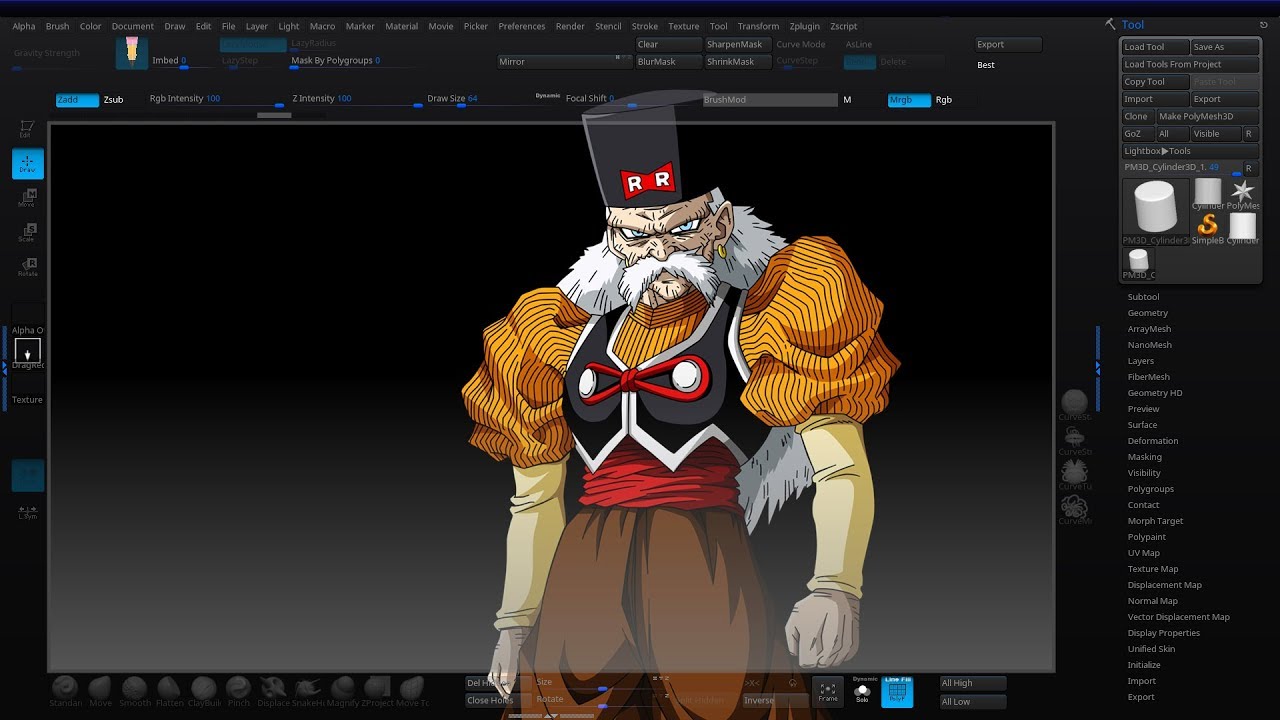 3D Modeling / Zbrush 2019 / Dragon Ball Dr Gero Character / Hungarian ...
