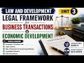 Law and Development Unit 3 | Legal Framework for Business Transactions & Economic Development