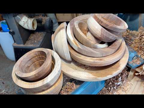 Richard Raffan rough-turns 10 blackwood acacia bowls in real time.