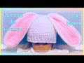 Gorrito con orejas de conejo para bebe / niño/ niña en gancho o a crochet #122