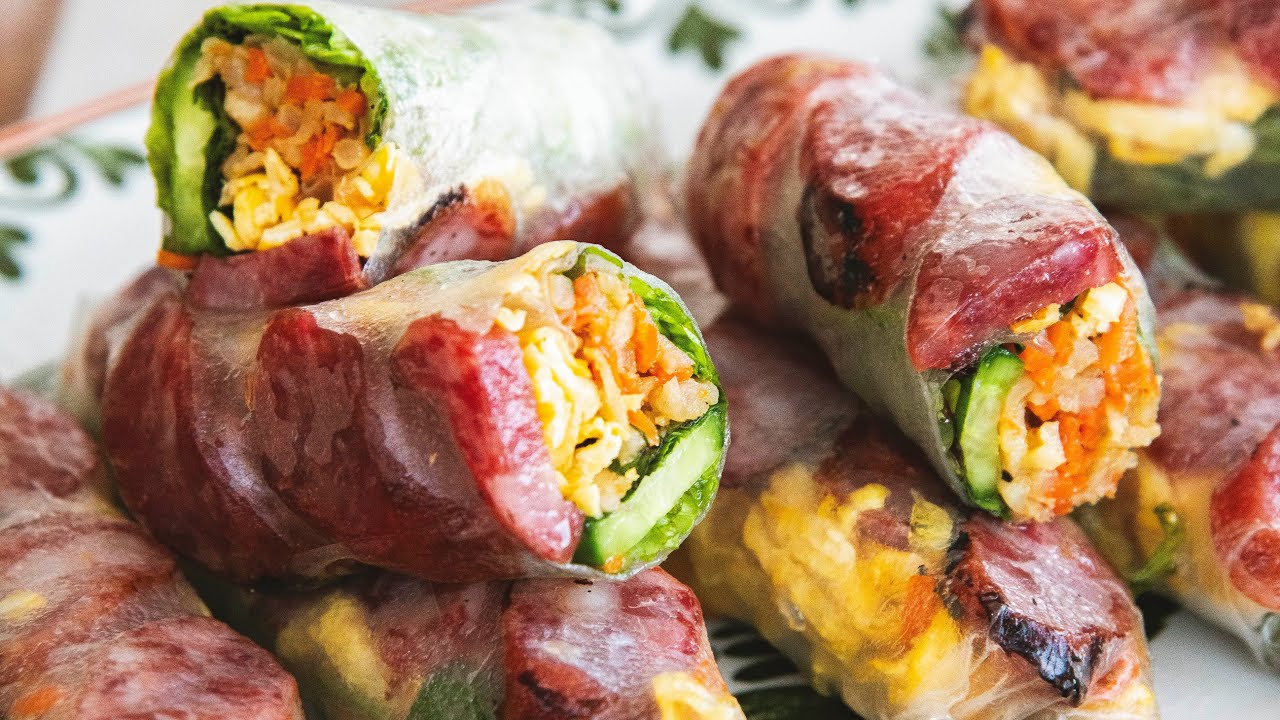 Delicious Vietnamese Rice Paper Rolls with Chinese Sausage and Eggs ...