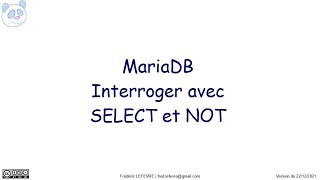 Mariadb Mysql - Interroger Avec Where Et Not