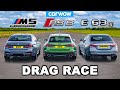 BMW M5 v Audi RS6 v AMG E63 S - DRAG RACE