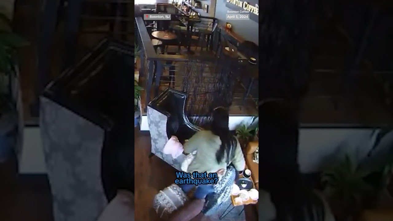 Video shows New Jersey coffee shop patrons reacting to the earthquake Video shows New Jersey coffee shop patrons reacting to the earthquake