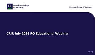 CRIR July 2026 RO Educational Webinar News