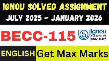 BECC 115 solved assignment 2026 ll English Medium ll JUL25-JAN26