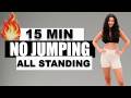 15 MIN NO JUMPING HIIT CARDIO - ALL STANDING Workout - No Equipment - No Repeat, Low Impact