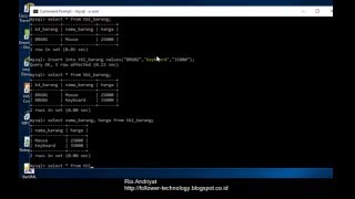 insert, select tabel dengan cmd