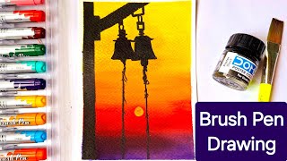Step by Step Easy Brush Pen Drawing for beginners | #domsbrushpens #drawing | Artistcastle by Sri