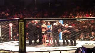 Ronda Rousey vs Sarah Kaufman STRIKEFORCE MMA - Dana White sitting cage side