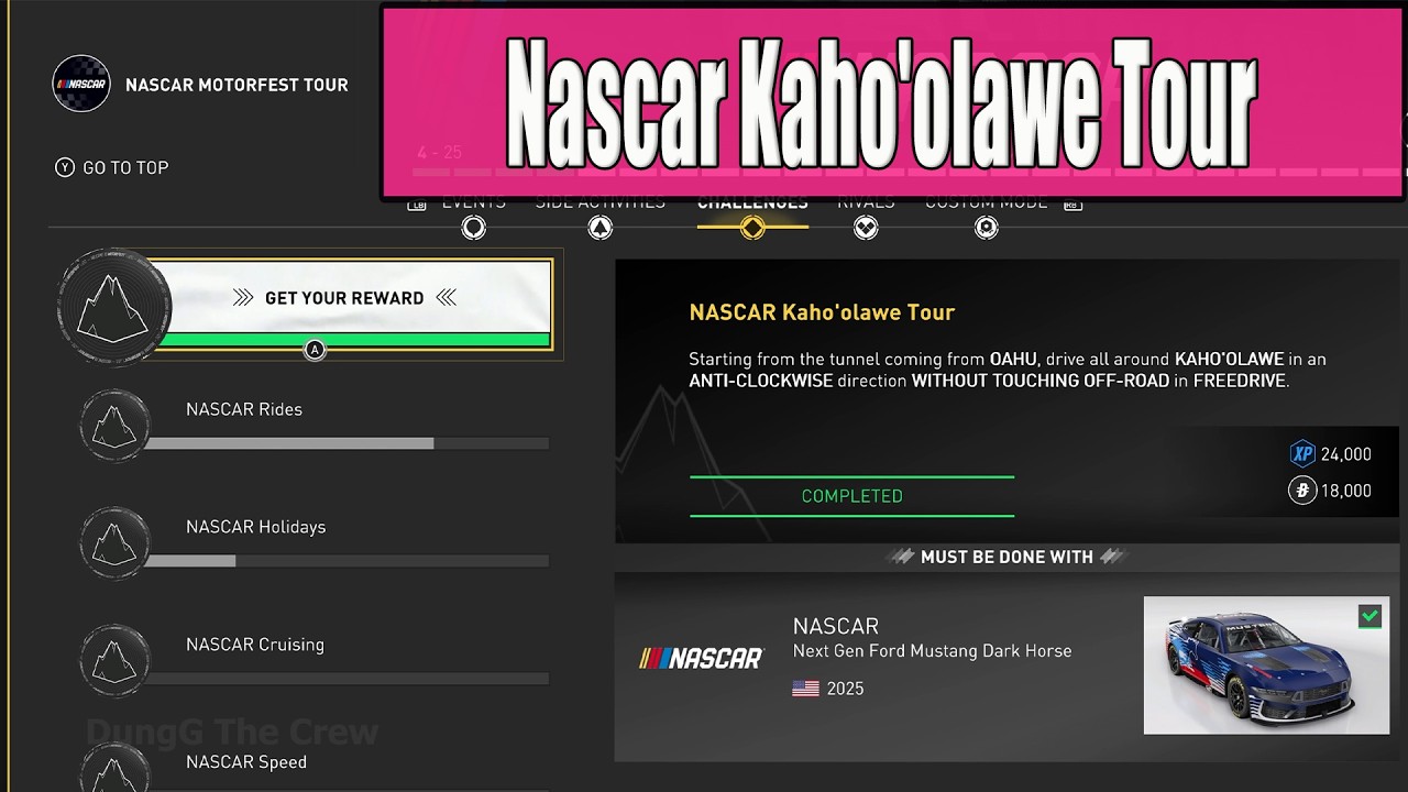 The Crew Motorfest Nascar Kaho'olawe Tour Challenges - Drive all round Kaho'olawe in anti clockwise
