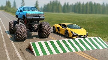Cars vs Triangle Speed Bumps Challenge #3 in BeamNG Drive!