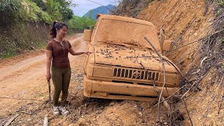 The challenge for the girl was to restore a car that was covered in mud and had been abandoned.