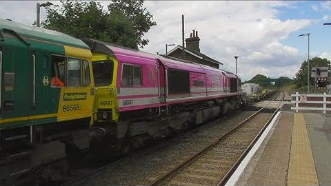 Felixstowe container freight trains at westerfield station 25/7/23