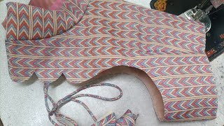 Latest Trending scallop blouse neck design cutting and stitching