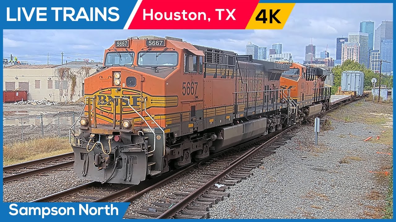  live trains 4k houston texas sampson street north youtube