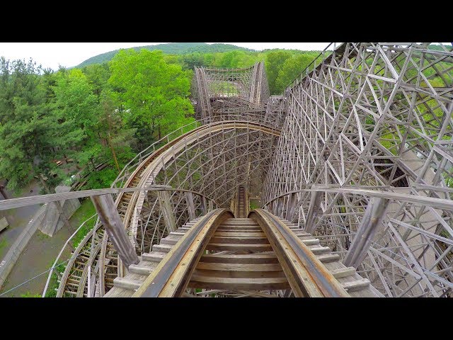 4K AWESOME Twister Roller Coaster Front Seat POV Knoebels Amusement Park class=