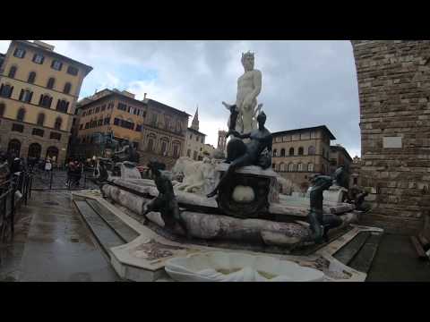 [4K]イタリア・フィレンツェのシニョーリア広場にあるネプチューンの噴水 Biancone Firenze