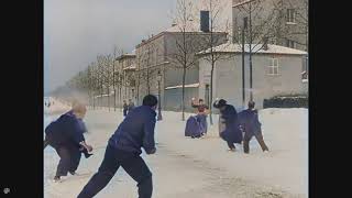 AI colorized Snow battle Lumiere brothers 1897 4K upscaled 50fps | Old Century News