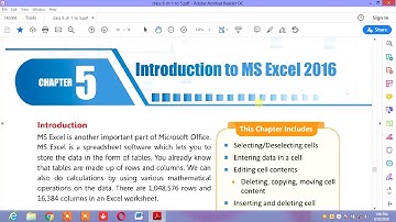 Computer class 6 chapter 5 introduction to MS Excel 2016