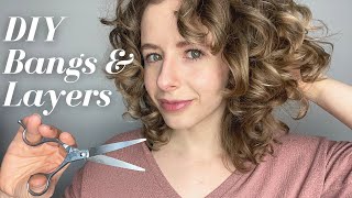 DIY CURLY HAIRCUT - I Gave Myself Curly Curtain Bangs and Round Layers | Manes by Mell Pigtails Cut