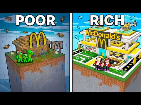 JJ and Mikey : POOR vs RICH McDonald's Chunk Family Battle  - Maizen in Minecraft ! (Maizen)