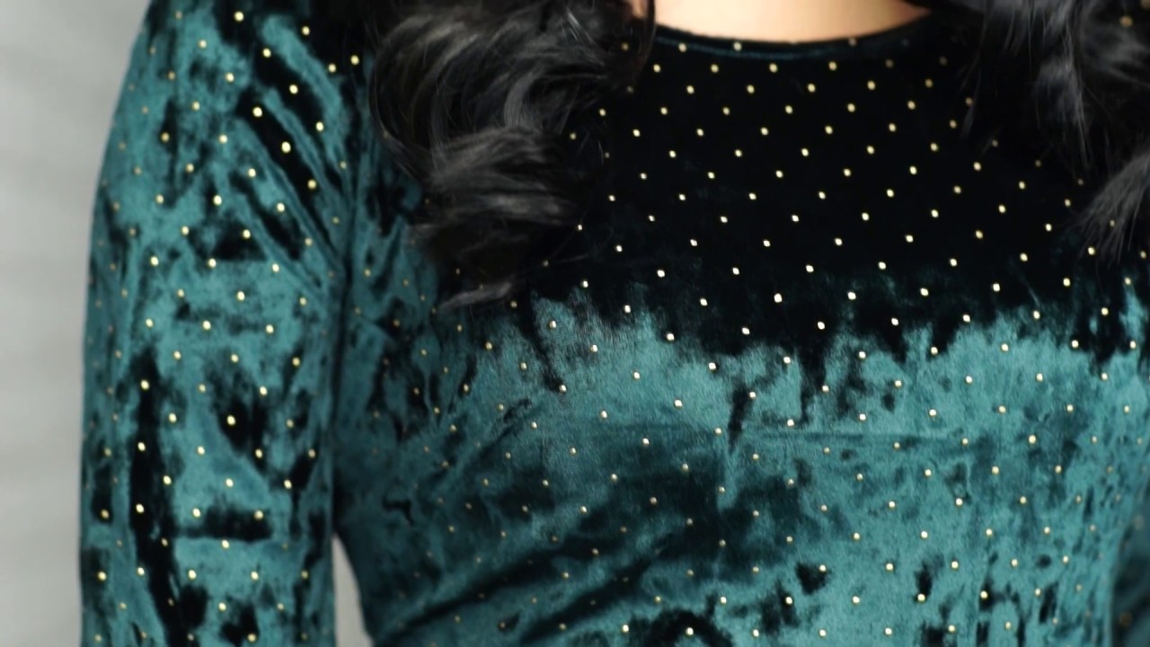 Rochie din catifea cu buline metalice, Per Donna, Rochii En Gros