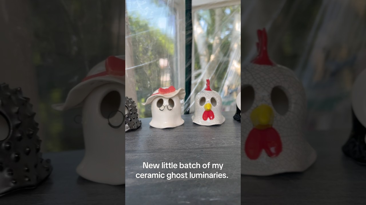 My new little batch of ceramic ghost luminaries. 