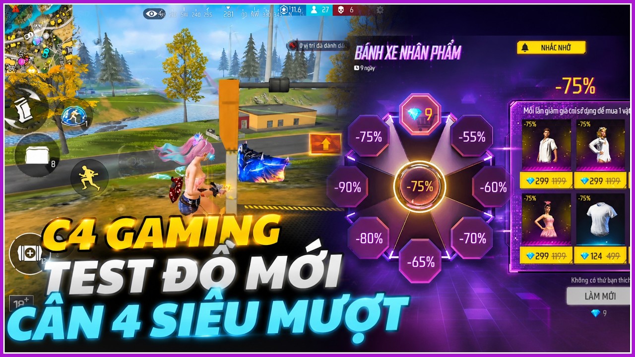 [Free Fire] C4 Gaming Test Đồ Bánh Xe Nhân Phẩm Mới Cân 4 Siêu Mượt
