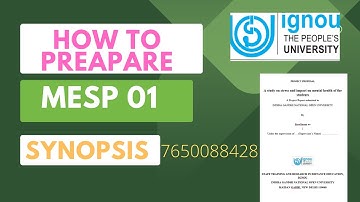MESP  || How to Prepare MESP 01Synopsis || Prepare like this 100% || IGNOU ||  Approval 100% ||