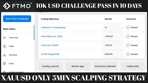 FTMO 10K USD CHALLENGE PASS IN 10 DAYS|| XAUUSD 5 MIN SIMPLE SCALPING STRATEGY.