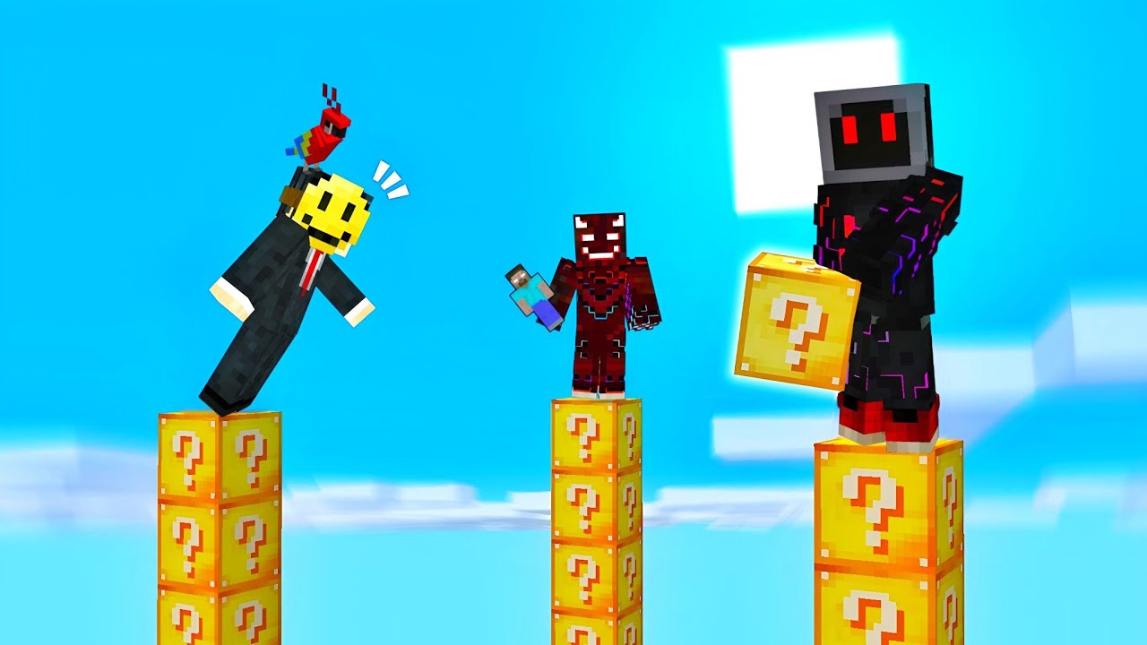 Lucky Block တိုင်ထောင် တိုက်ပွဲ 😂!!! Lucky Block Pillars Battle in Minecraft!!