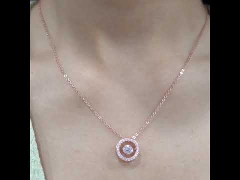Rose Gold Roud dancing stone necklace