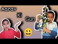 What kind of gun did Aarav bring today?