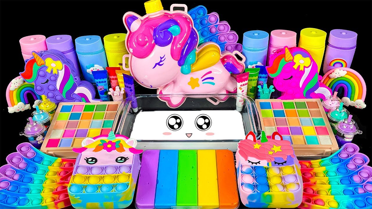 Mixing Random Into Glossy Slime | Unicorn Rainbow Slime Mixing Random Cutes 🌈 Satisfying Slime Video