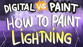 Digital Art VS Arylic Painting 🎨 How To Paint Lightning (with MsFrizzleArt)