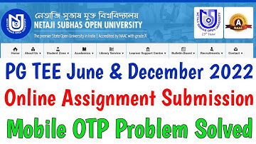 NSOU PG/BLIS  Term End Exam June & December 2022 Online Assignment Submission Reopen Notice