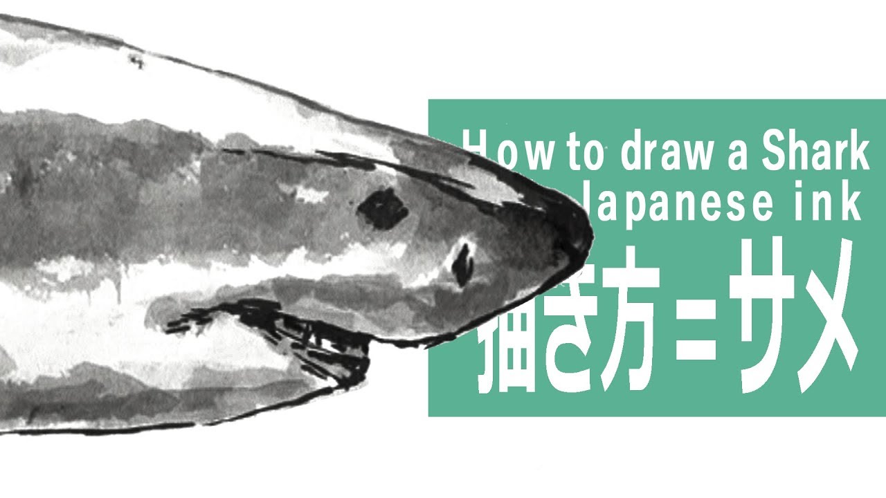 墨と筆のイラスト 描き方 制作過程 サメ How To Draw A Shark With Sumi Ink Youtube