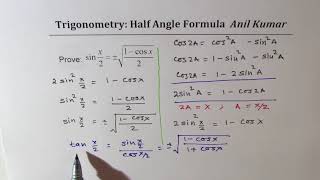 Important Trigonometric Relations with Half Angle Formulas