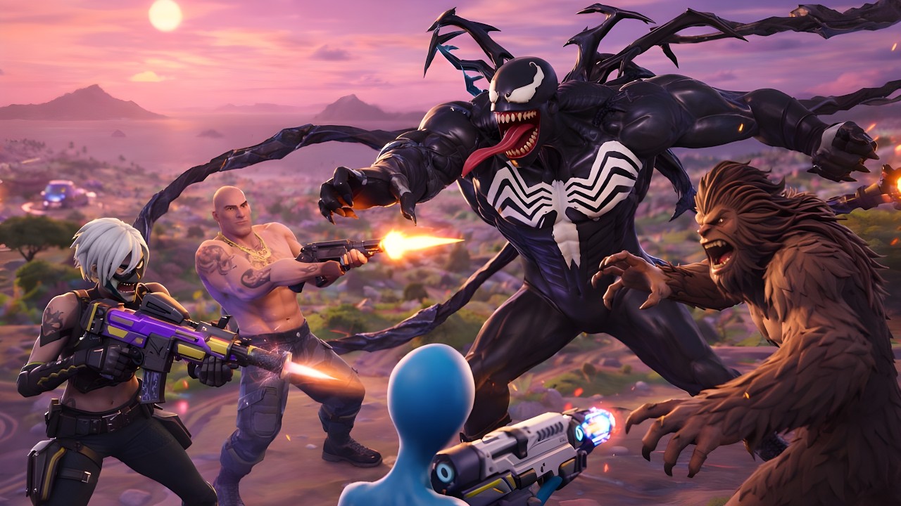 VENOM VS ALL BOSSES CHALLENGE IN FORTNITE (Chapter 7 Season 1)