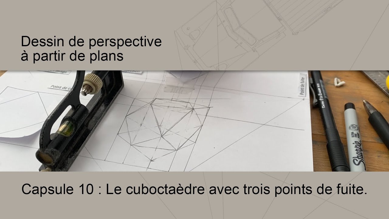 Dessin de perspective avec mesures 10 : le cuboctaèdre avec 3 trois ...