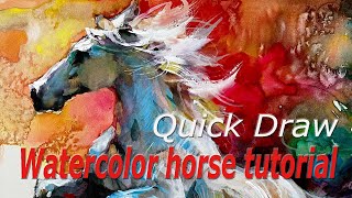 Quick drawwatercolor horse tutorial